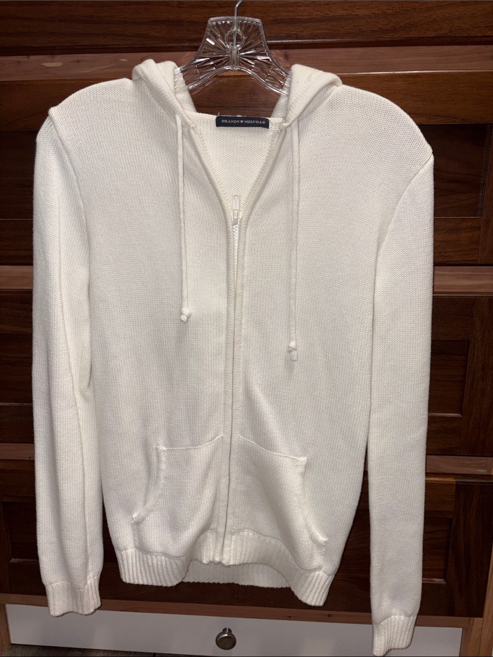 Brandy Melville NWOT White Zip Hoodie Sweater